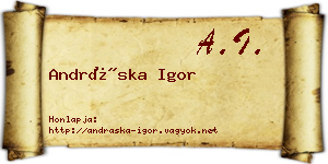 Andráska Igor névjegykártya